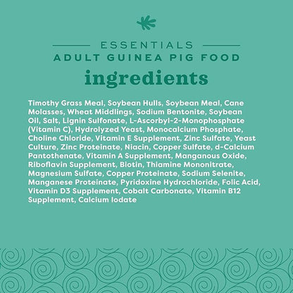 Oxbow Essentials Adult Guinea Pig Food - All Natural Adult Guinea Pig Pellets- No Artificial Ingredients- Veterinarian Recommended- All Natural Vitamins & Minerals- Made in the USA - 25 lb.