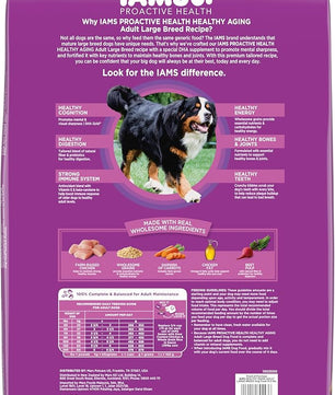 IAMS Proactive Health Healthy Aging Large Breed Dog Food for Mature and Senior Dogs with Real Chicken, 15 lb. Bag