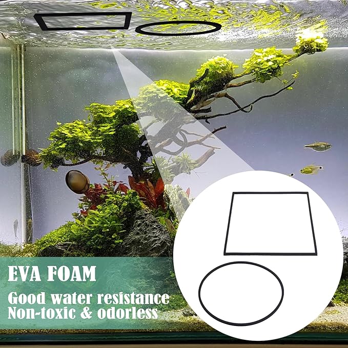 10pcs Aquarium Floating Plant Corral, Oval & Square Fish Feeding Rings, Mix Sizes Fish Tank Accessories for Betta Goldfish Turtle- Black