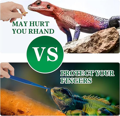 4-Pack Reptile Feeding Tongs Set - Hygienic Anti-Slip Blue Tweezers for Bearded Dragons, Lizards, Snakes, Aquariums & Small Animals（Three colors to choose from, 18cm）