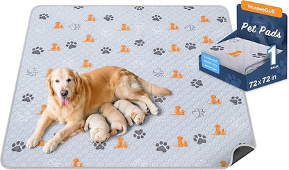 Washable Pee Pads for Dogs, 1 Pack Absorbent Reusable Training Dog Pads Pet Puppy Pads, Non-Slip Potty Pads for Whelping, Playpen, Crate, Bed, Orange, 72"x72"