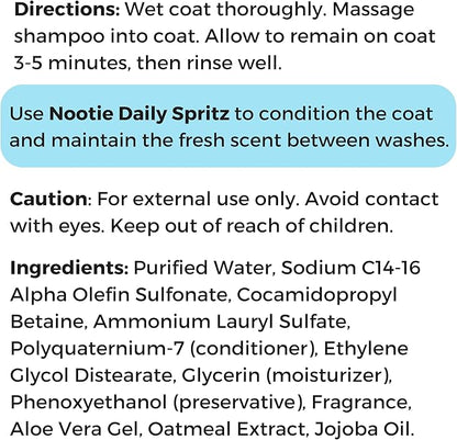 Nootie - Pet Shampoo for Sensitive Skin - Revitalizes Dry Skin & Coat - Natural Ingredients - Gentle Dog Shampoo - Cleans & Conditions