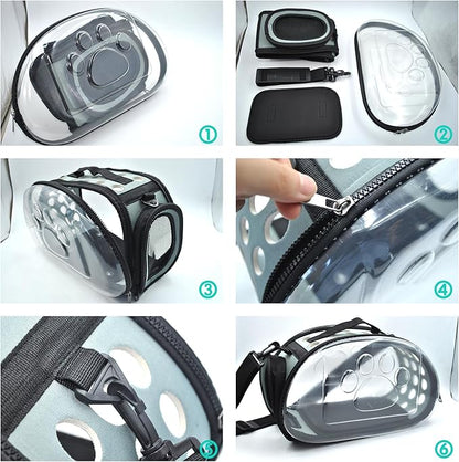 Carrier Bag for Guinea Pig,Portable Small Animal Carriers Pouch,Outgoing Rabbit Travel Carrying Case with 10PCS Disposable Underpads Breathable & Transparent for Hamster Bird Squirrel