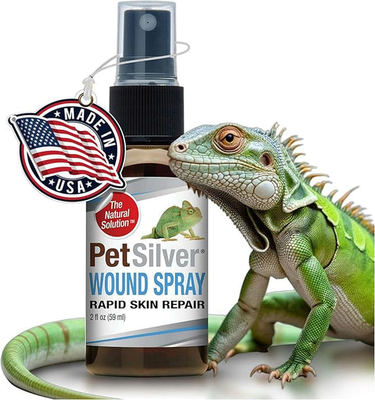PetSilver Reptile Wound Spray with Chelated Silver – Reptile Wound Care for Snakes, Lizards, Geckos – Burns, Sores, Irritations & Scale Rot Treatment – Non-Toxic & Safe – Made in USA – 2 fl oz