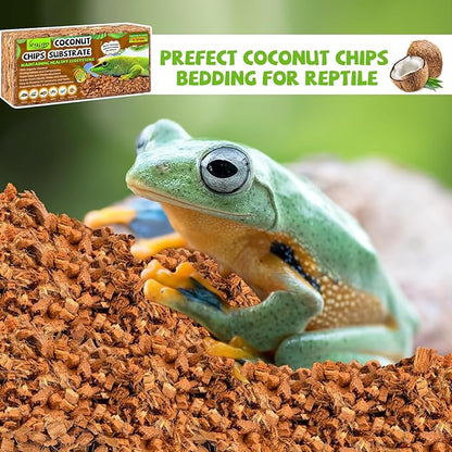 Legigo 4 Pack Coconut Chip Substrate for Reptiles, Natural Coco Husk Chip Reptiles Bedding, Compressed Coconut Chip Substrate for Snake, Tortoise, Ball Python, Gecko, Lizard Terrarium Tanks