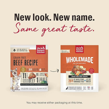 The Honest Kitchen Human Grade Wholemade™ Dehydrated Grain Free Beef Dog Food - Complete & Balanced Meal or Topper - 4 lb Box