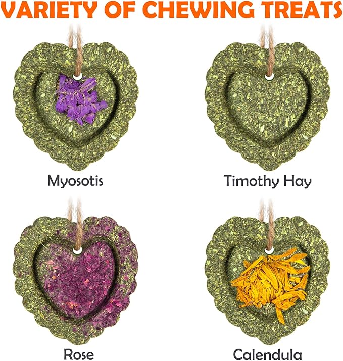 Sofier 16pcs Timothy Hay Treats Rabbit Toys Natural Treats for Guinea Pig Bunny Hamster Chinchilla Rat Handmade Rabbit Chews for Teeth