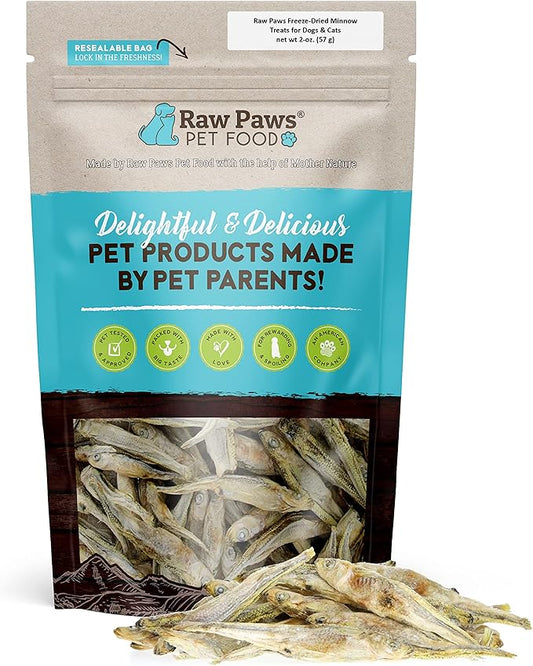 Raw Paws Smelt Freeze Dried Minnows for Cats & Dogs, 2-oz - Made in USA - Freeze Dried Fish for Cats - Single Ingredient Fish Dog Treats - Minnows Dog Treats