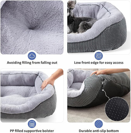 INVENHO Large Dog Beds Large Sized Dog Washable, Orthopedic Warming Soft Sleeping Puppy Bed Durable Pet Bed with Anti-Slip Bottom L(35"x25"x10")