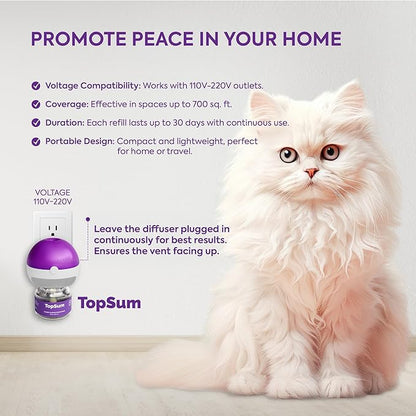 Cat Pheromones Calming Diffuser: Premium Pheromone Diffuser for Cats - Cat Pheromones Diffuser - Cat Calming Diffuser - Cat Calming Pheromone Diffuser, 4 in 1 (Purple)