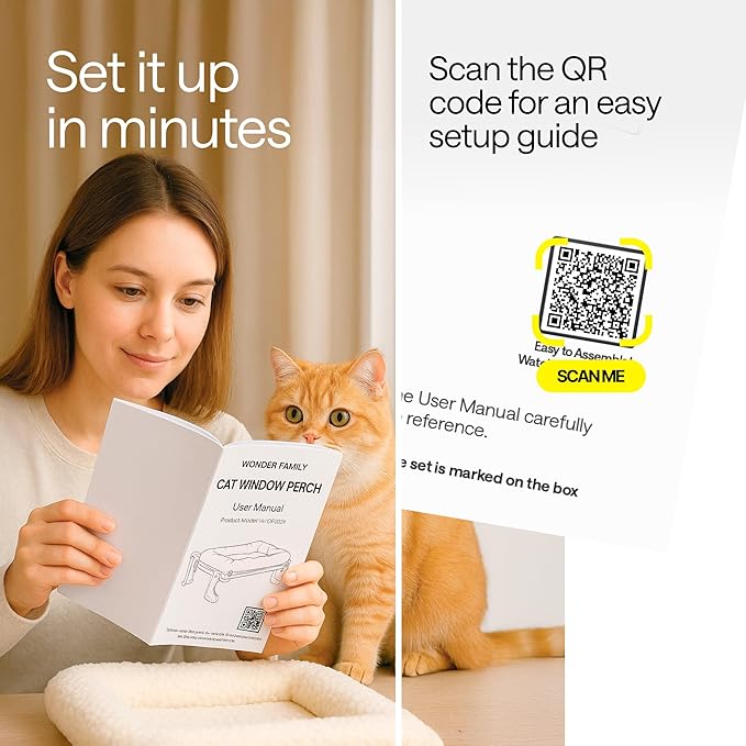 4-in-1 Cat Window Perch for Large Cats – Foldable Adjustable Pet Hammock for Window, Bed, Floor & Sill – Premium Hammock with Reinforced Design