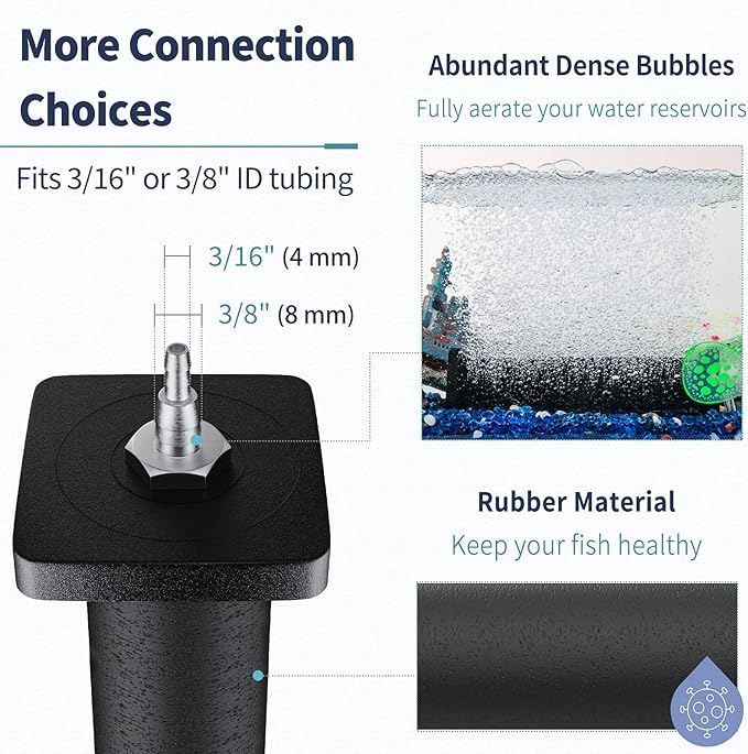 Pawfly Aquarium 8 Inch Air Stone Cylinder for Larger Pump Bubble Diffuser for Outdoor Pond Garden Circulation System and Large Fish Tank, 2 Pack