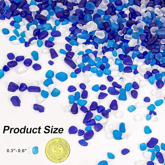 QEQEKAKA Sea Glass Stones for Crafts About 2.75LB (1180g/41.62oz Glass Pebbles Gemstones Bulk for Beaching Wedding DIY Decoration Aquarium Turtle Tank Vase Filler
