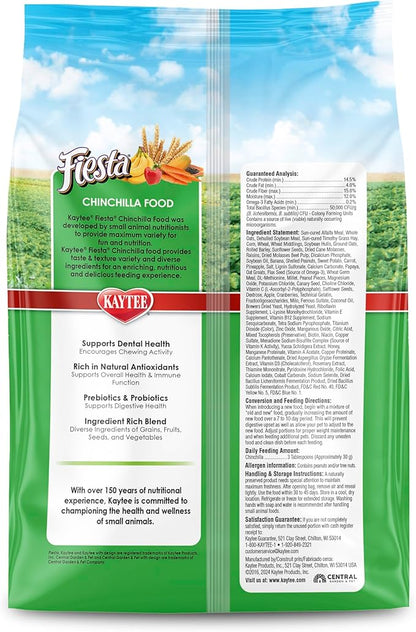 Kaytee Fiesta Chinchilla Food, Nutritious and Fun Blend, Supports Dental Health and Digestion, 2.5 pounds