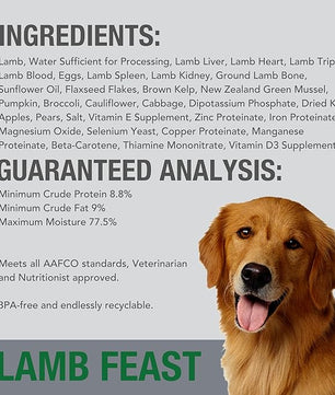 K9 Natural Wet Dog Food Pate, Lamb Feast, 13 Oz Cans (Pack of 12), Grain Free, Made in New Zealand with Grass-Fed, Free-Range Lamb, Single Source, Limited Ingredient