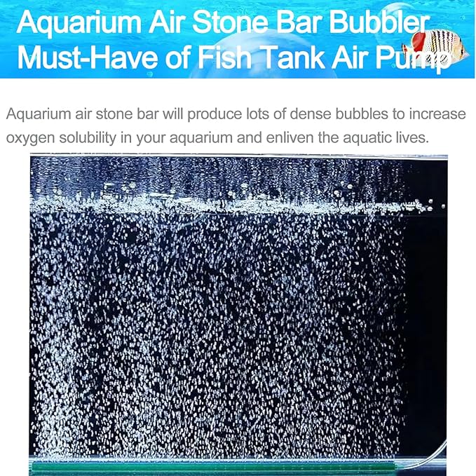 Aquarium Air Stones 14 Inch Air Stones for Aquariums Large with 5 Pcs Square Oxygen Diffuser Long Bubble Release Mineral Airstones for Fish Tank Pumps DWC Bucket Reservoir Pond