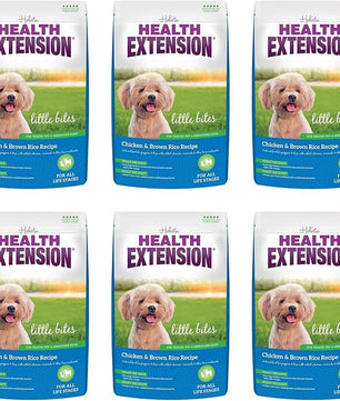 Health Extension Little Bites Dry Dog Food for Small Breeds, Chicken & Brown Rice Recipe, with Probiotics & Superfoods for Digestion & Coat Health, 1 lb Bag (Pack of 6)