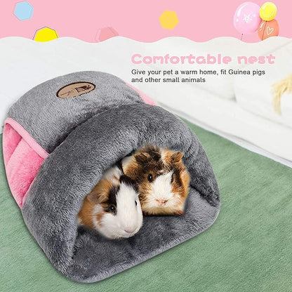 YUEPET Guinea Pig Bed Cuddle Cave Warm Fleece Cozy House Bedding Sleeping Cushion Cage Nest for Small Animal Squirrel Chinchilla Rabbit Hedgehog Cage Accessories Grey