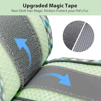 AIITLE Teacup Puppy Harness with Leash - Adjustable Soft Vest with Magic Tape & Reflective Safety Strips, Easy-Put-On for Poodles, Pomeranians - Gym, Hiking, Travel (Sage, S)