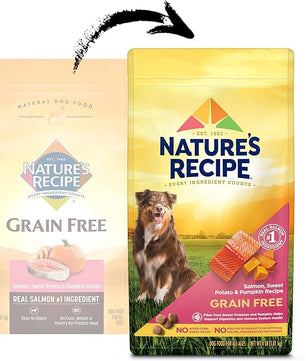 Nature′s Recipe Grain Free Salmon, Sweet Potato & Pumpkin Recipe Dry Dog Food, 4 lb. Bag (Pack of 2)