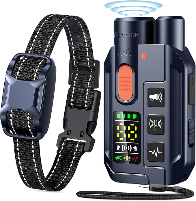 2 in 1 Dog Shock Collar &Dog Bark Deterrent Devices,4200FT Dog Training Collar with Remote, E Collar with Adjustable Beep, Vibration and Shock, IP67 Waterproof,50FT Ultrasonic(1-3L) Control Range