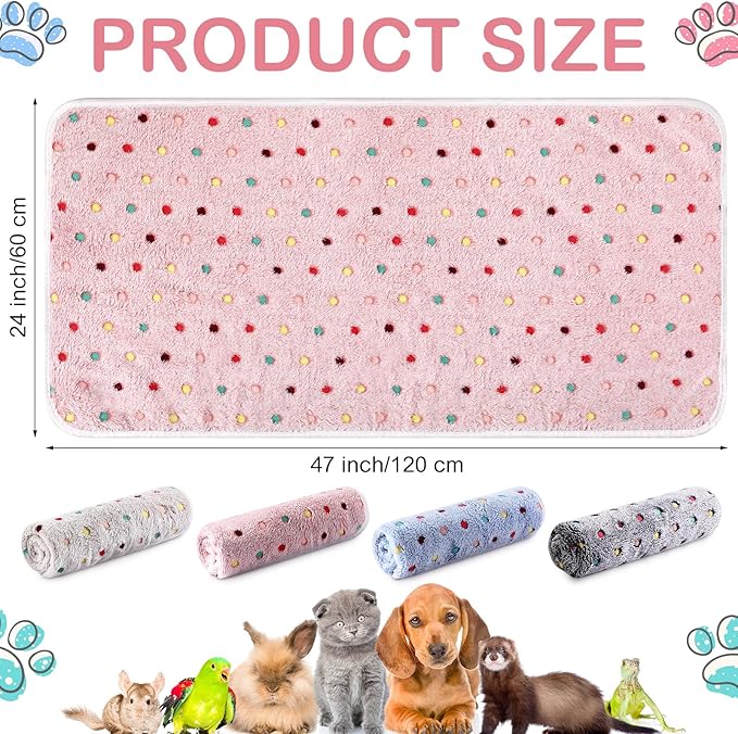 Tudomro 8 Pcs Guinea Pig Bedding Cage Liners Bulk Blankets Small Animal Flannel Throw Bedding Waterproof Absorbent Reusable Pet Pee Sleep Mat Pad Cover for Hamster Ferret(Dot,47 x 24 Inch)