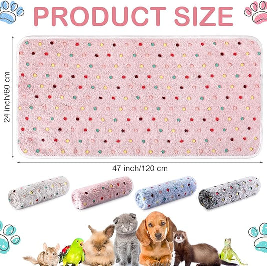 Tudomro 8 Pcs Guinea Pig Bedding Cage Liners Bulk Blankets Small Animal Flannel Throw Bedding Waterproof Absorbent Reusable Pet Pee Sleep Mat Pad Cover for Hamster Ferret(Dot,47 x 24 Inch)