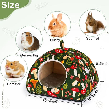 Glittme Guinea Pig Hideout 2Pack Guinea Pig Bed with Soft Pads Washable Guinea Pig House with Non-Slip Bottom Rabbit Hideout for Guinea Pig, Ferrets, Hamster, Guinea Pig Accessories, M
