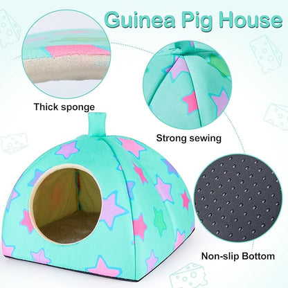 Unicorn Catcher Guinea Pig Hideout and Tunnel, 2 Pack Soft Washable Guinea Pig Bedding for Cages