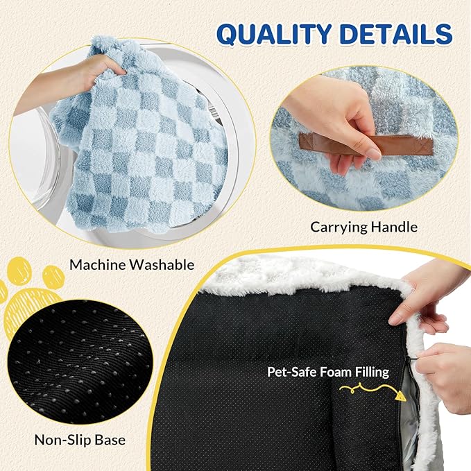 Large Dog Bed Sofa, Fluffy Pet Bed for Medium and Large Dogs, Supportive Dog Couch Sofa for Dogs, Pet Sofas with Washable Cover & Non-Slip, 38 inch, Blue