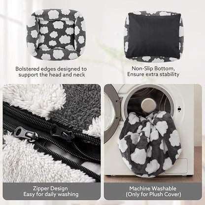 JOEJOY Medium Dog Bed Medium Size Dog, Rectangle Washable Orthopedic Pet Bed with Removable Zipper Cover, Cute Soft Calming Puppy Pet Bed with Jacquard Shaggy Plush & Non Skid Bottom