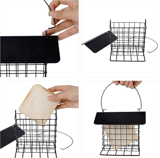 winemana Suet Feeder for Outside Hanging, Metal Suet Cake Holder Squirrel Proof, Weatherproof Bird Feeders for Wild Birds Woodpecker, Single Suet Cage for Outdoor Garden