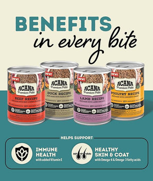 ACANA Premium Pate in Bone Broth Grain-Free Wet Dog Food Beef Recipe 12.8oz Cans (12 Count)