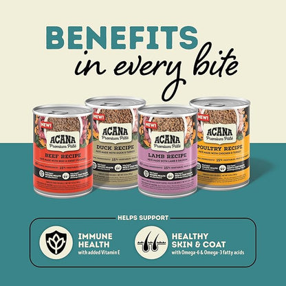 ACANA Premium Pate in Bone Broth Grain-Free Wet Dog Food Beef Recipe 12.8oz Cans (12 Count)
