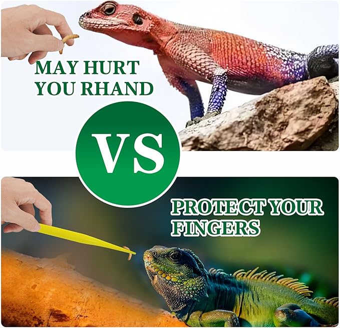 4-Pack Reptile Feeding Tongs Set - Hygienic Anti-Slip Yellow Tweezers for Bearded Dragons, Lizards, Snakes, Aquariums & Small Animals(Three Colors to Choose from, 18cm)