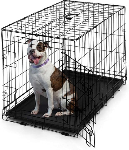CAPHAUS Foldable Dog Crate Wire Metal Dog Kennel w/Leak-Proof Pan & Protecting Feet & Divider Panel, Single or Double Door, Small, Medium & Large Dog Crate Indoor Cage, 30” w/Single Door