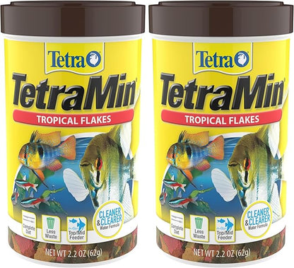 TetraMin Nutritionally Balanced Tropical Flake Food for Tropical Fish, 2.2 oz (Pack of 2)