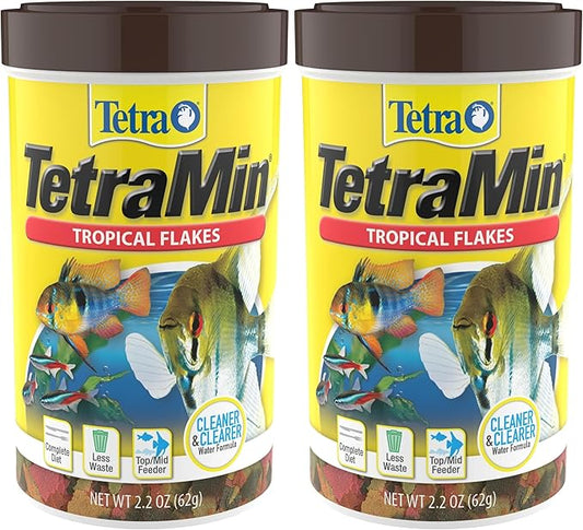 TetraMin Nutritionally Balanced Tropical Flake Food for Tropical Fish, 2.2 oz (Pack of 2)