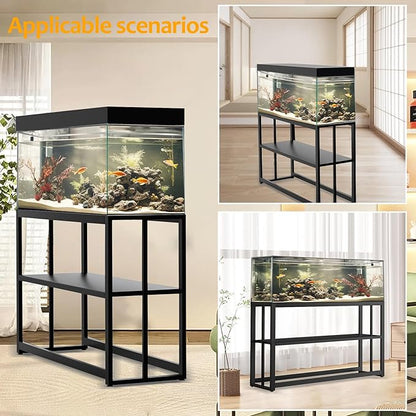 Akenow 55-75 Gallon Fish Tank Stand with Storage Shelf, 48.5 x14.9 x 29.2 Inch Aquarium Stand, Turtle Tank, Reptile Terrariums and Breeder Tank Stand,980LBS Capacity, Black