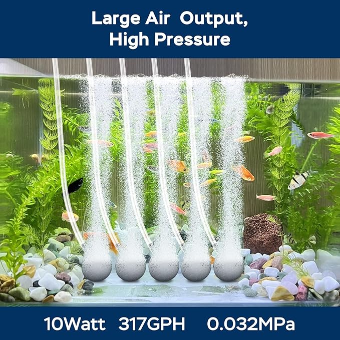 AquaMiracle Aquarium Air Pump Super Quiet Fish Tank Air Pump, Aquarium Bubbler Hydroponics Air Pump Oxygen Pump Pond Aerator