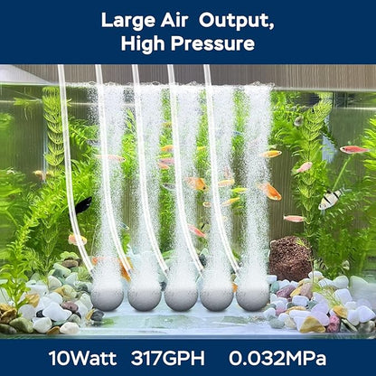 AquaMiracle Aquarium Air Pump Super Quiet Fish Tank Air Pump, Aquarium Bubbler Hydroponics Air Pump Oxygen Pump Pond Aerator