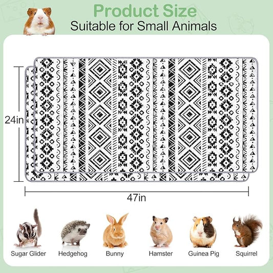 2 Pack Guinea Pig Bedding, Washable Guinea Pig Cage Liner Reusable Guinea Pigs Mat Waterproof Guinea Piggy Bedding for Cage, Super Absorbant Pee Pads for Small Animals Hamster Rabbit Squirrel