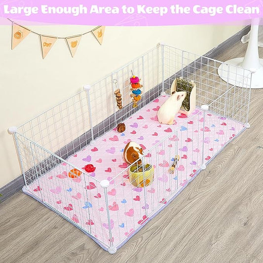 2 Pack Guinea Pig Bedding, Washable Guinea Pig Cage Liner Reusable Guinea Pig Mat Waterproof Guinea Pig Bedding for Cage, Super Absorbant Guinea Pig Pee Pads for Small Animals Hamster Rabbit Squirrel