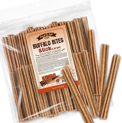 Gootoe Buffalo Dog Treats, Buffalo Bites Stick (Large) 1.5 lb Natural Low-Fat Chews for Training & Rewards, Limited Ingredient, Perfect for Medium Dogs, Resealable Bag