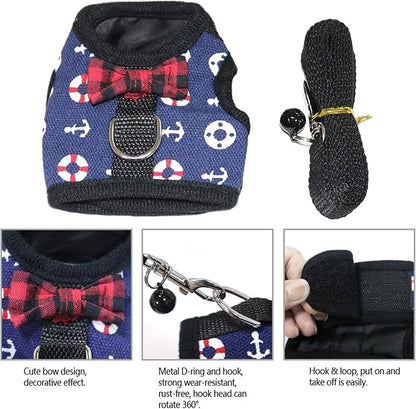 Rypet Ferret Harness and Leash - Soft Mesh Small Pet Harness with Safe Bell, No Pull Comfort Padded Vest for Guinea Pig, Hamster, Rats and Similar Small Animals