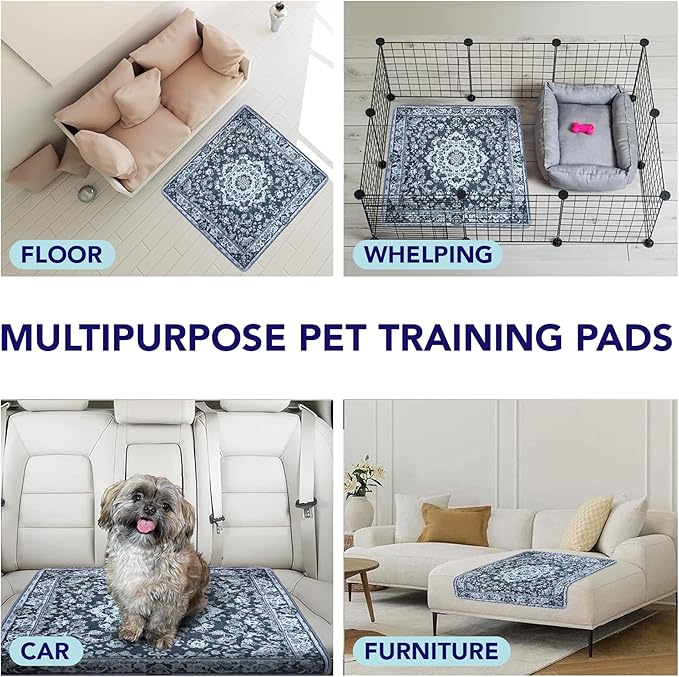Washable Pee Pads for Dogs - Super Absorbent Reusable Puppy Training Pads - 100% Waterproof, Leak-Proof & Non-Slip Whelping Pads for Pet Housebreaking