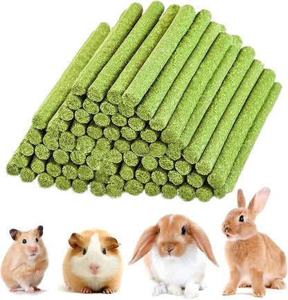 20PCS Rabbit Toys Bunny Chews Timothy Hay Stick Guinea Pig Food Hamster Toys for Teeth Grinding Rabbit Alfalfa Treat Rodent Molar Snack for Chinchilla Squirrel Gerbil Hedgehog Chipmunk