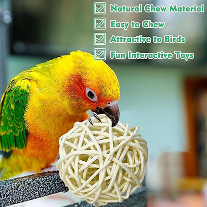 Tfwadmx 10 Pcs Willow Ball, Bird Foraging Toys Natural Bird Toys Chew Small Animal Chew Toy Activity for Parrot Macaw Hamster Guinea Pig Rat Parakeet Cockatiels Conure Finch Budgerigar Lovebird