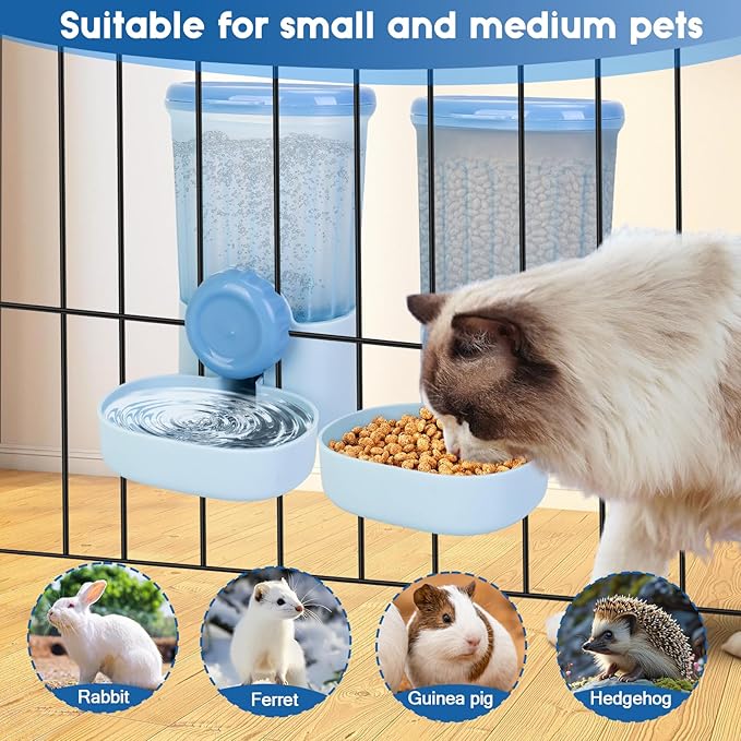 35oz Rabbit Feeder Guinea Pig Water Bottle,Hanging Automatic Food Water Dispenser,Food Feeder for Ferret Guinea Pig Rabbit Cat Bunny Cage Accessories