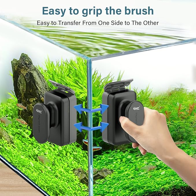 hygger Aquarium Magnetic Glass Clean Tool, Algae Scraper for 0.6 Inch Thick Fish Tank Floating Scrubber Brush with Two Detachable Blades
